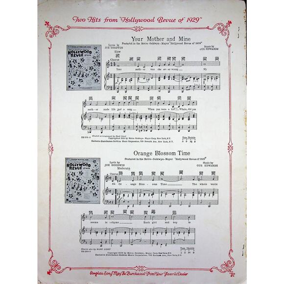 1929 MGM Hollywood Review Singin In the Rain Sheet Music Excellent Condition - Picture 2 of 2